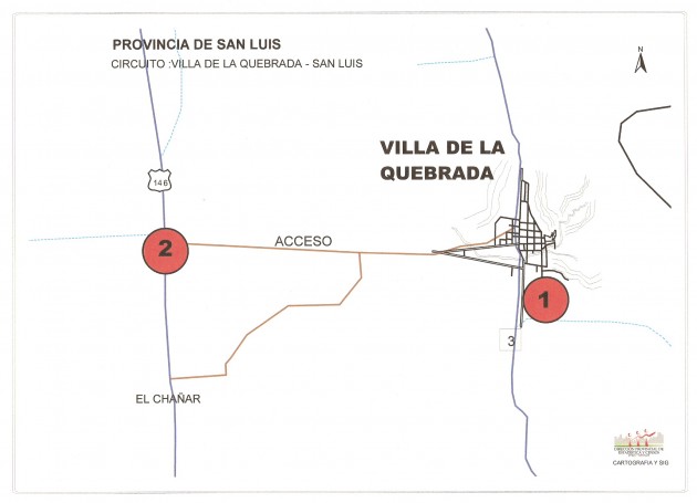 Plano de la ubicación de los encuestadores en Villa de la Quebrada.