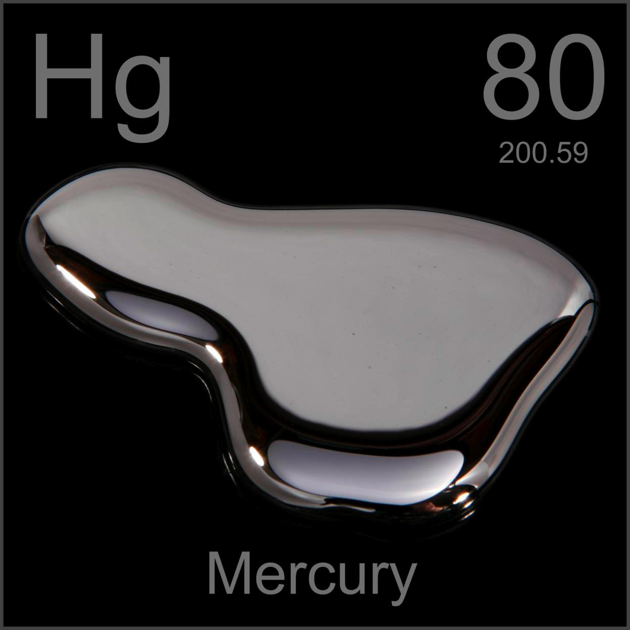 El mercurio es un elemento químico que tiene un número atómico 80 y un peso atómico 200.59, su símbolo es Hg
