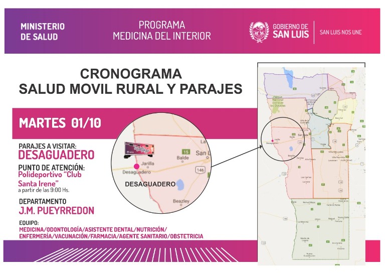 Salud Rural atenderá este martes en Desaguadero