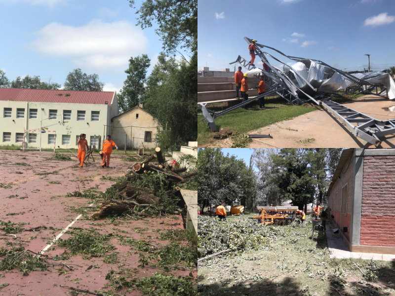 Infraestructura Escolar colabora para reparar los daños del temporal en Villa Mercedes