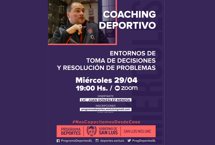 Juan González Mendía dictará una capacitación sobre coaching deportivo para entrenadores de San Luis