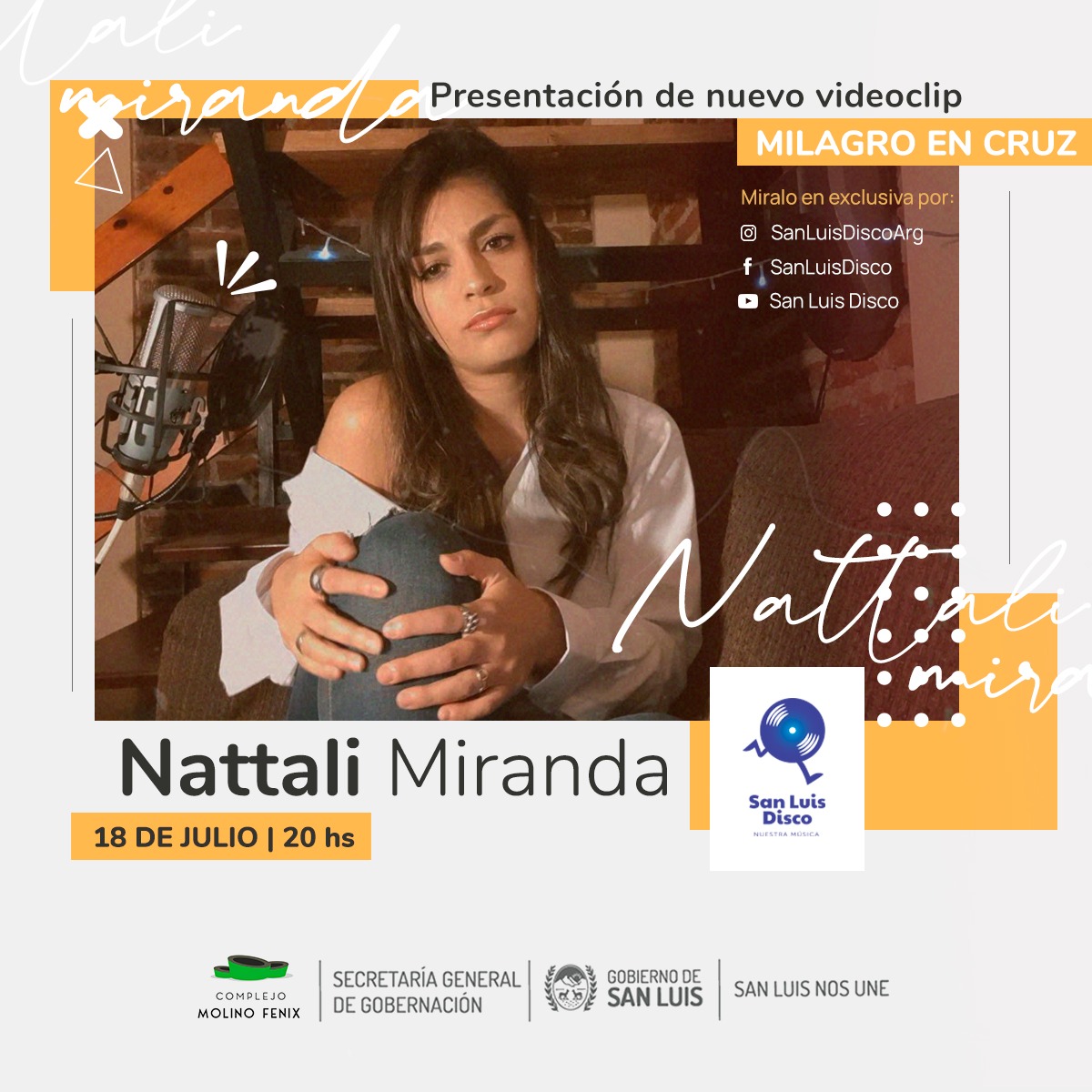 Este sábado, San Luis Disco presentará el nuevo videoclip de Nattali Miranda