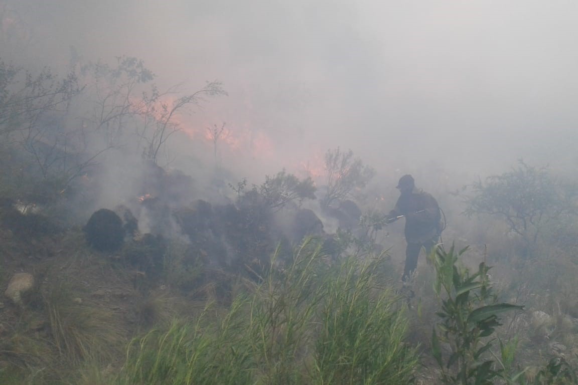 Incendio entre Nogolí y Valle de Pancanta: las llamas continúan y se ubican en una zona inaccesible