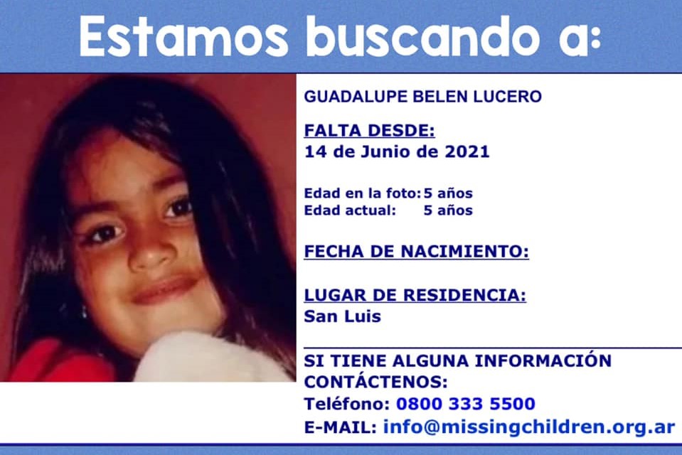 La desaparición de Guadalupe Lucero ya está en las redes de emergencias nacionales e internacionales de búsqueda de personas