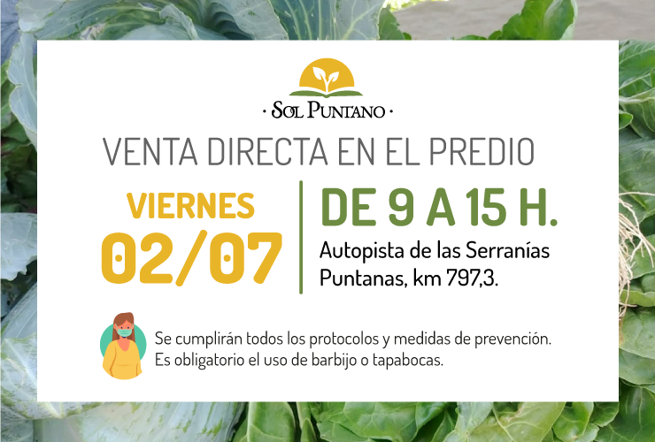Con una gran cantidad de productos elaborados y verduras de estación llega una nueva venta directa de Sol Puntano