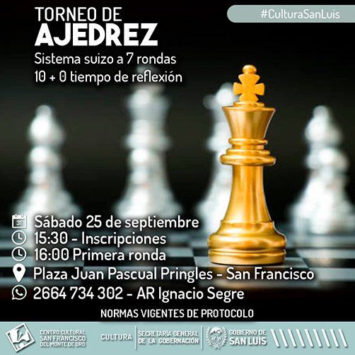 El Centro Cultural San Francisco realizará un torneo de ajedrez