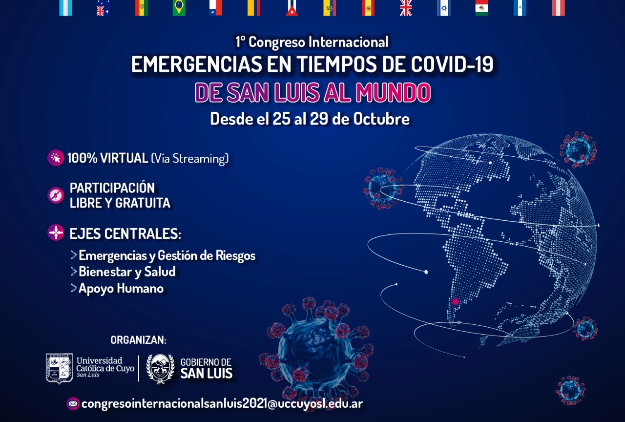 Se realizará el 1º Congreso Internacional “Emergencias en tiempos de COVID-19, de San Luis al mundo”