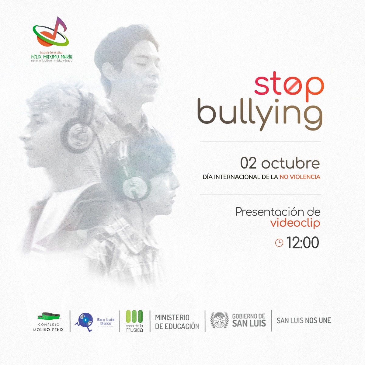“Stop Bullying”, el videoclip por la “No Violencia” de la Escuela Generativa “Félix Máximo María”