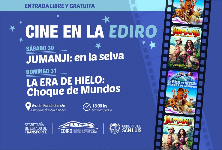 Este fin de semana habrá nuevas funciones de cine gratuito en la EDIRO