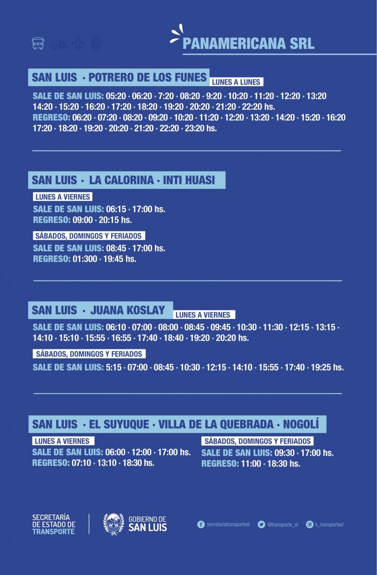 ANSL Transporte Interurbano Confirmaron Los Nuevos Horarios Para La