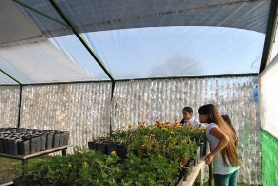 Están culminando las obras del invernadero realizado íntegramente con botellas de plástico recicladas en la ciudad de Villa Mercedes. 