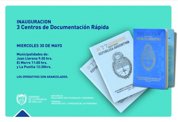 El miércoles 30 de mayo se inaugurarán tres Centros de documentación Rápida.