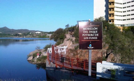 Vista del murallón de Potrero de Los Funes ya reparado.