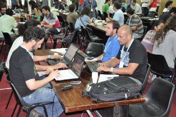 El equipo puntano en plena competencia.