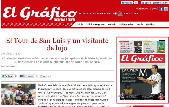 El Tour de San Luis en los  medios nacionales.