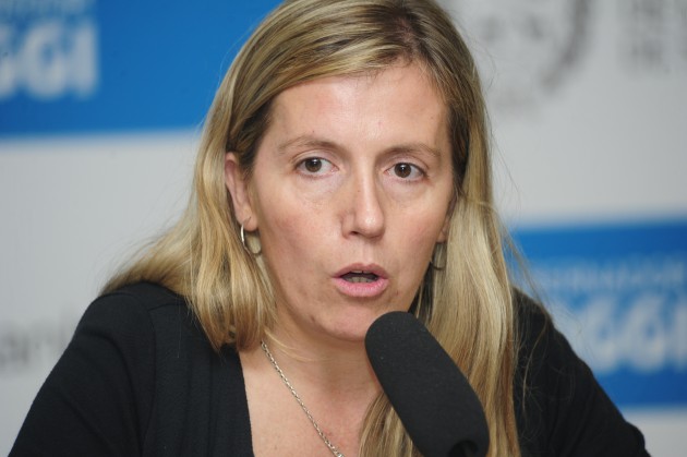 La ministra de Deportes de San Luis, Adelaida Muñiz, en conferencia de prensa.