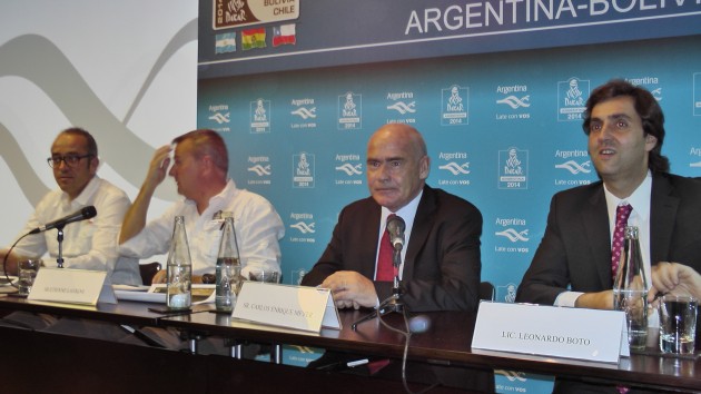 Organizadores y Funcionarios durante la presentación del del Rally Dakar 2014 que se realizó en el Hotel Hyatt de Buenos Aires.