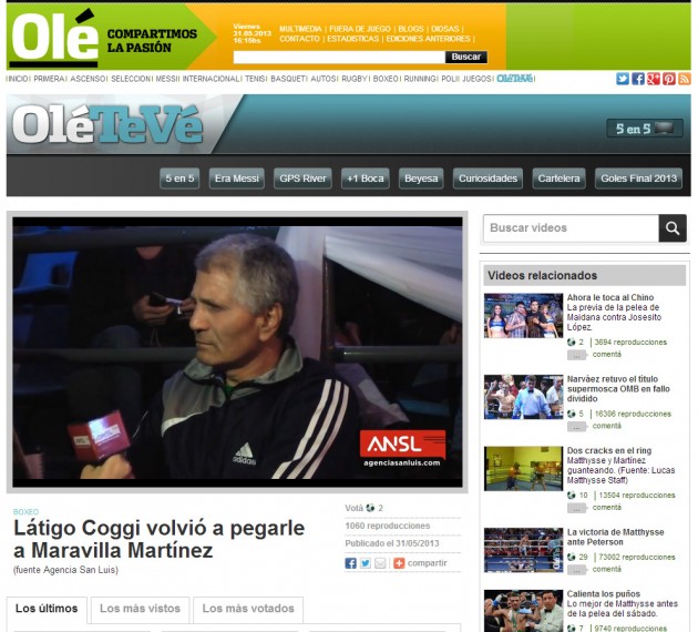 La pagina web de deportes mas visitada de la Argentina, reproduce el video de la ANSL
