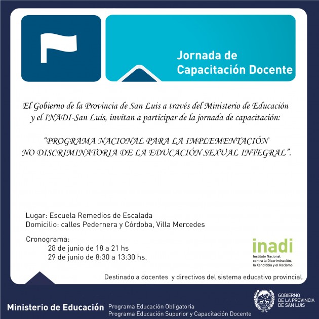 Invitación para Taller de Educación Sexual Integral.