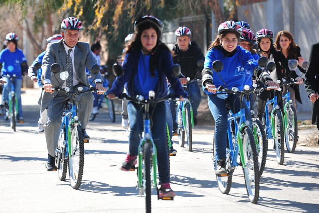 Todos juntos disfrutaron de la bicicleteada 