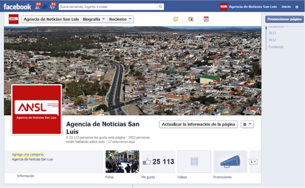 La Agencia de Noticias San Luis es el sitio con mas seguidores en la popular Red Social