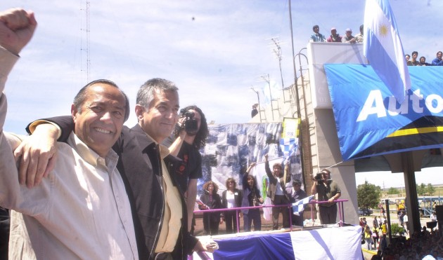 Los ex gobernadores de San Luis, Adolfo y Alberto Rodriguez Saá en la inauguración de la Autopista de Las Serranías Puntanas
