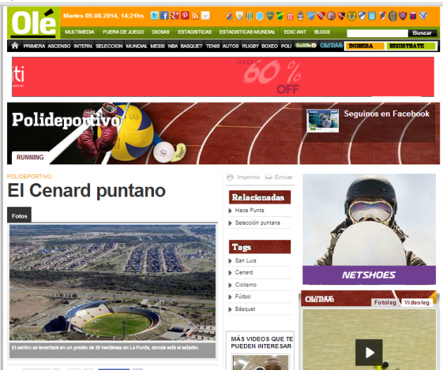 El diario Ole publicó en su edición online un artículo sobre la creación del CENARD en San Luis 