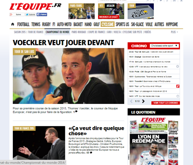 L’Equipe de Francia sigue el Tour de San Luis
