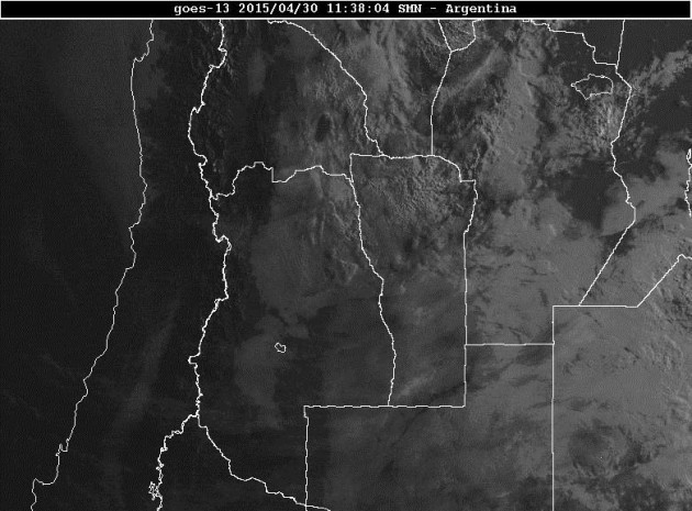 Imagen de radar, nubosidad en Cuyo.