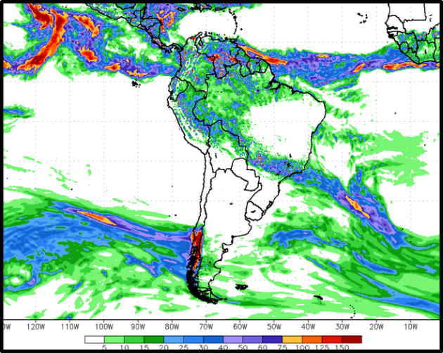 Escasas precipitaciones sobre la franja central y norte del país en los próximos 3 días.