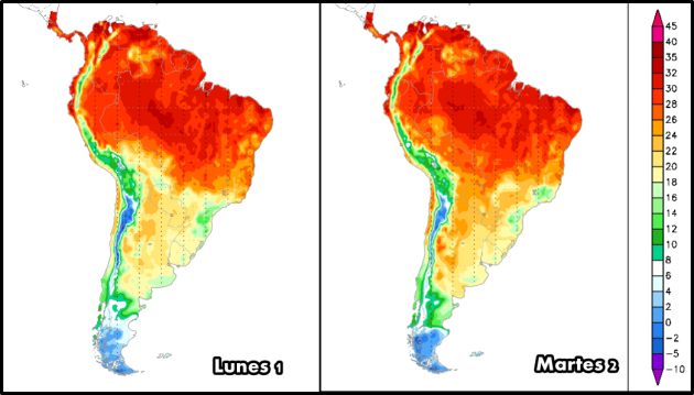 Gradual ascenso de temperatura para comienzo de semana, con circulación de viento norte.