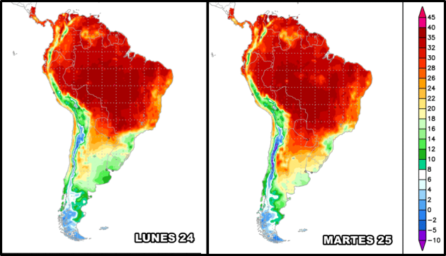 Temperaturas para el inicio de semana.