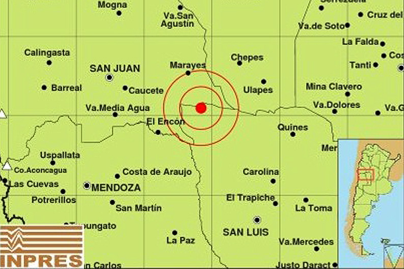 Se registró un sismo en el límite entre San Luis y San Juan