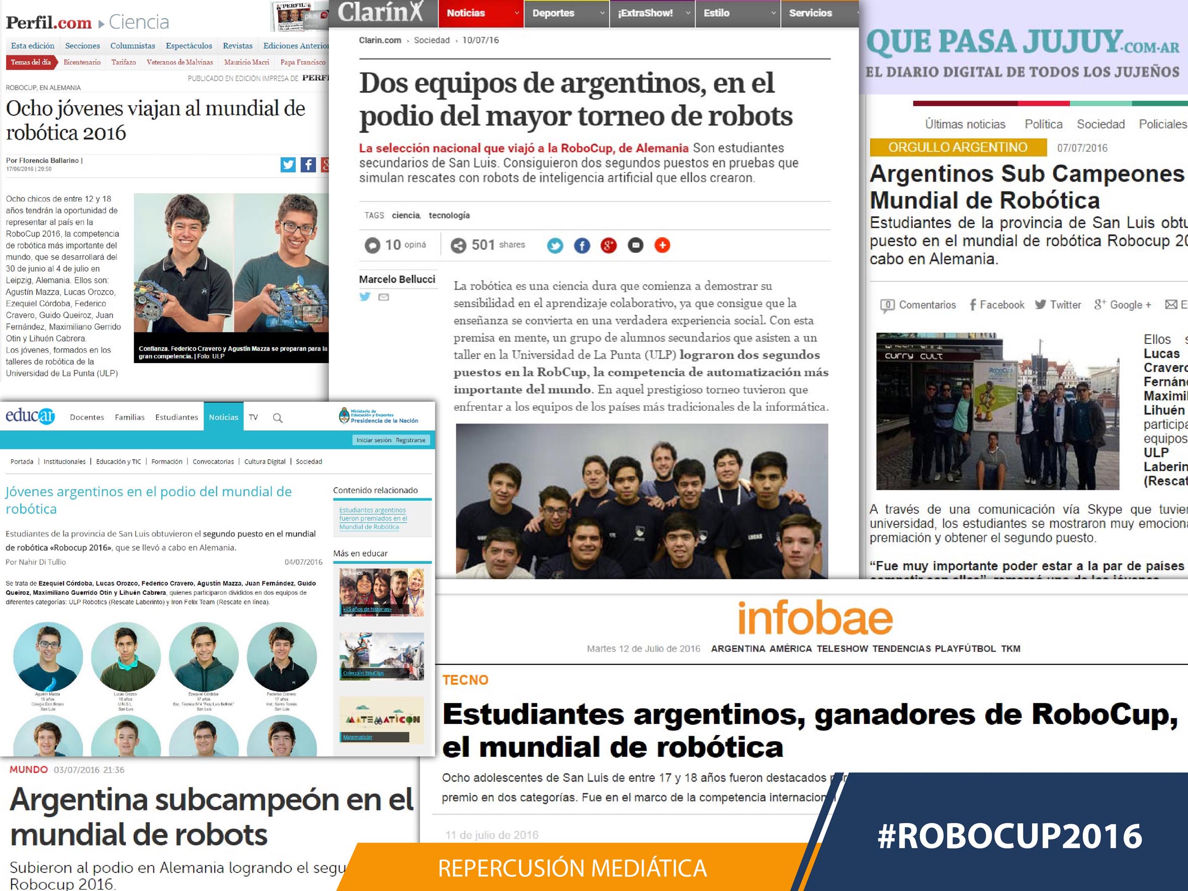 El logro puntano en la RoboCup 2016 es noticia en todo el país