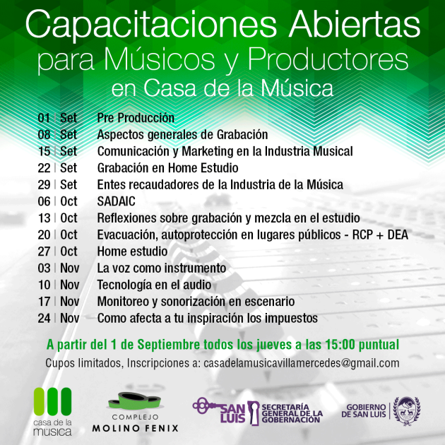 Los cupos serán limitados y la entrada es libre y gratuita.