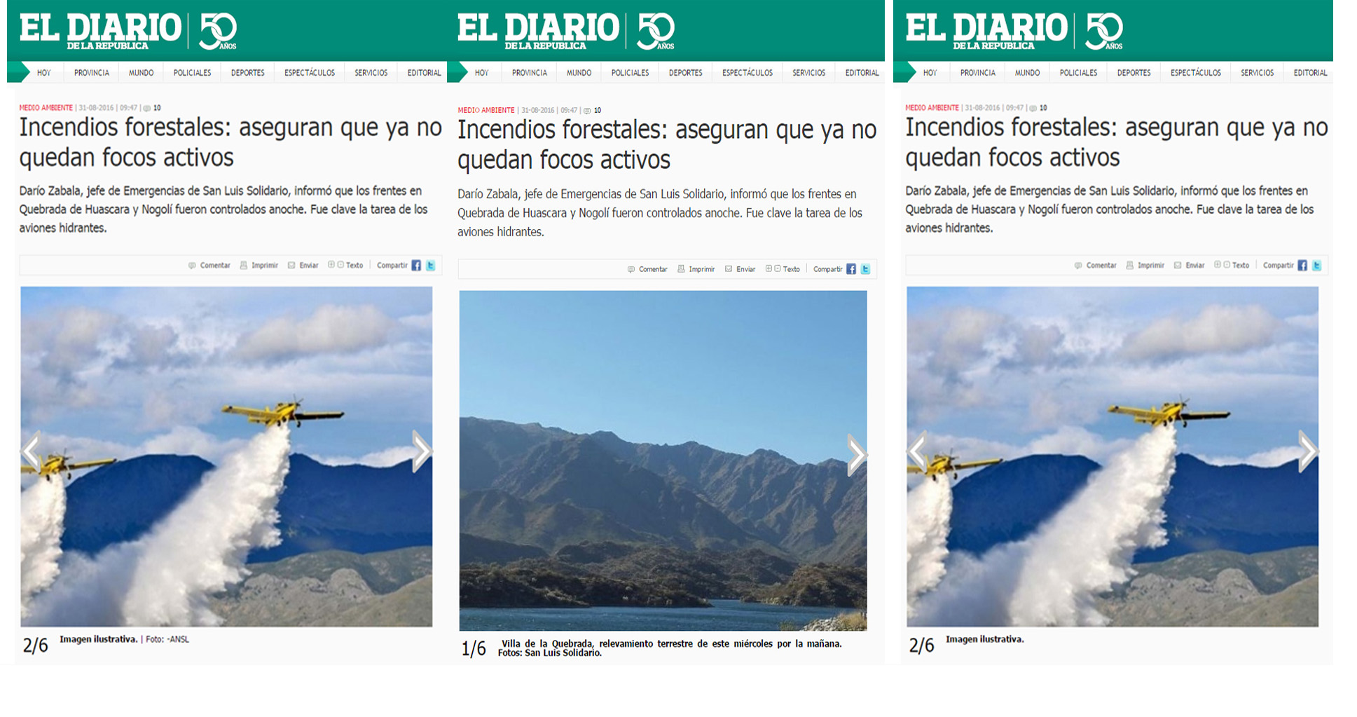 ANSL se rectifica por una foto utilizada en una nota de incendios
