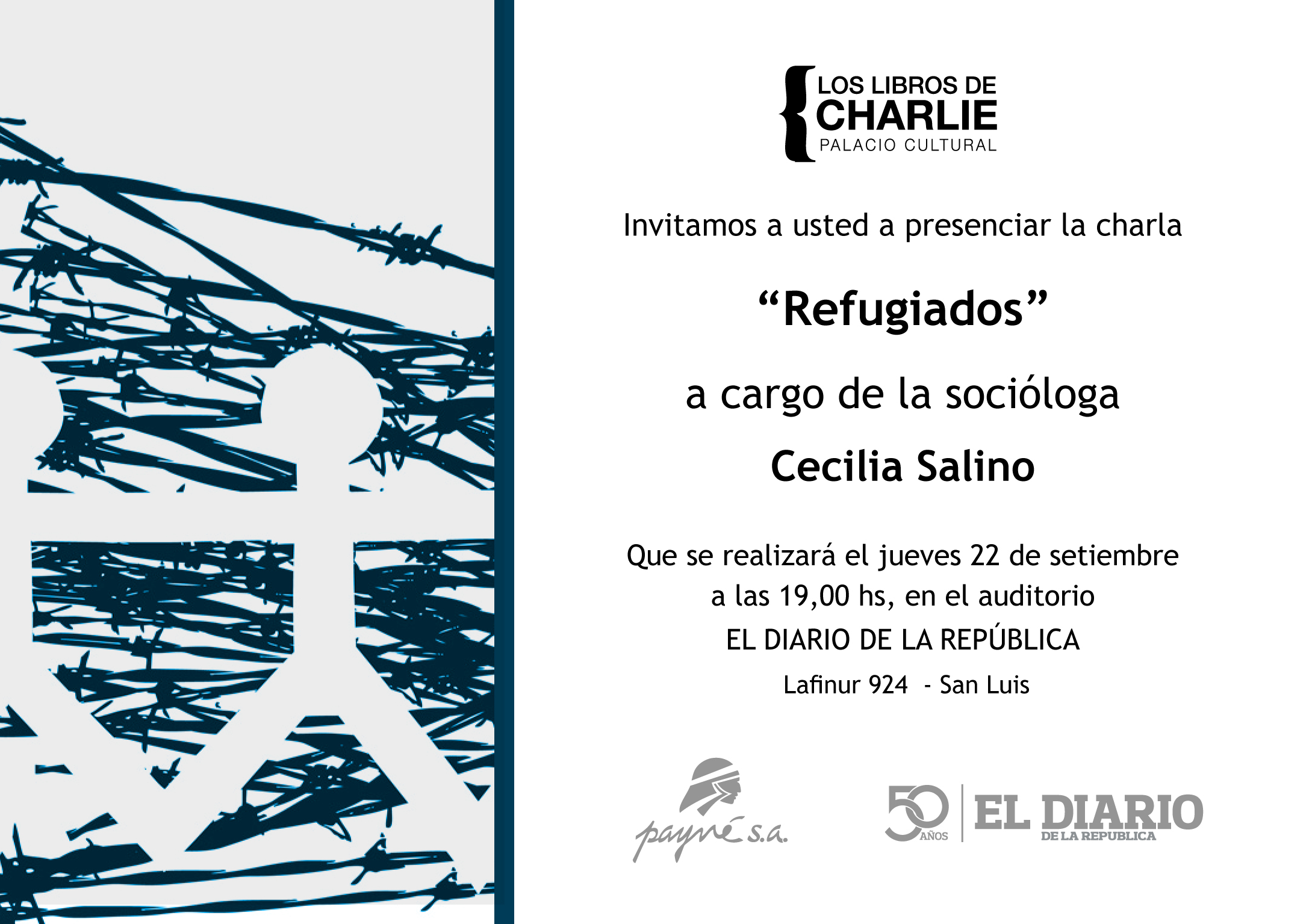 La Biblioteca “Los Libros de Charlie” invita a la charla sobre “Refugiados”