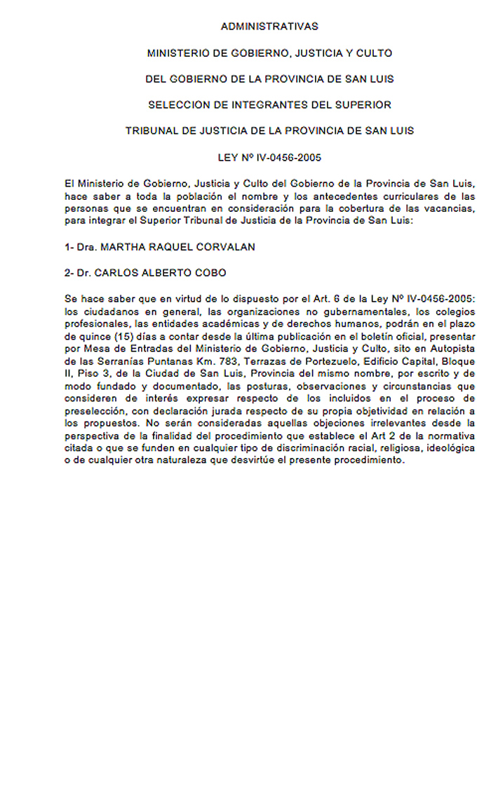 Propuesta para la selección de integrantes del Superior Tribunal de Justicia