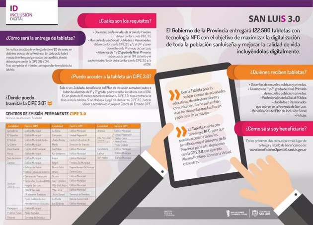 Los beneficiarios recibirán su tablet aunque no hayan tramitado la CIPE 3.0