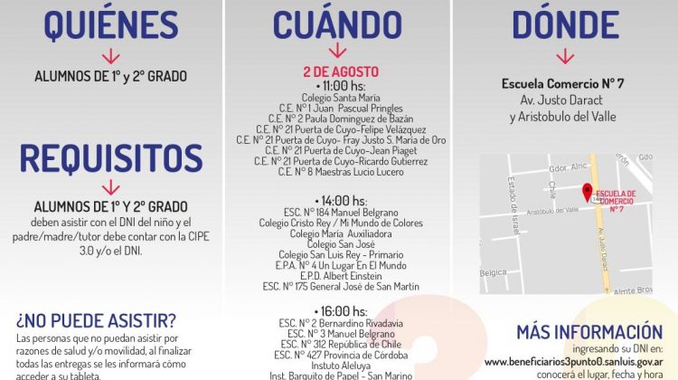 Alumnos de 1º y 2º grado de 50 escuelas de la ciudad de San Luis recibirán sus tabletas