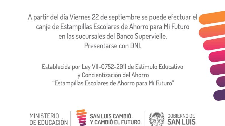 Comienza el canje de estampillas escolares en toda la provincia