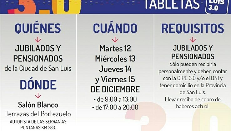 Entregarán las tabletas restantes a jubilados y pensionados