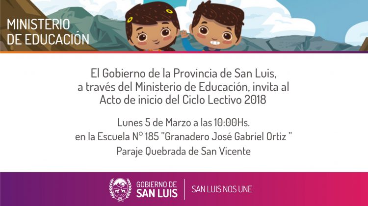 El acto central del inicio de clases será en una escuela rural del departamento San Martín