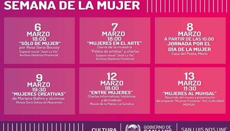 Actividades culturales en la Semana de la Mujer