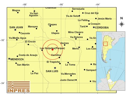 Se registró un sismo en Sierra de las Quijadas