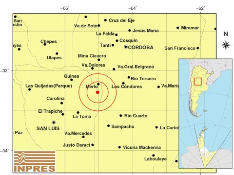 Se registró un temblor 23 kilómetros al sur de Villa de Merlo