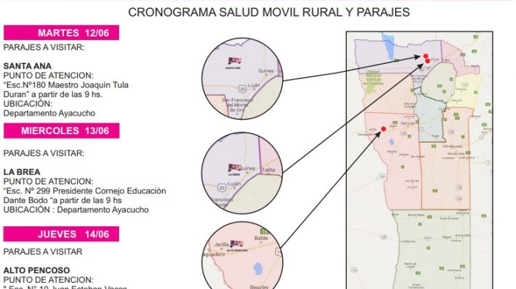 Salud Móvil Rural llegará a tres parajes esta semana