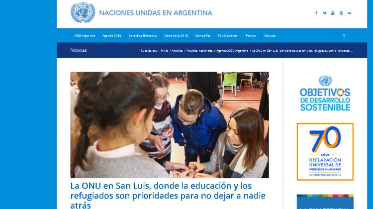 Las Naciones Unidas destacan la importancia y el compromiso de San Luis por sus políticas sobre educación y refugiados