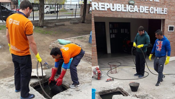 Infraestructura Escolar dio rápida solución a un desborde cloacal en la Escuela “República de Chile”