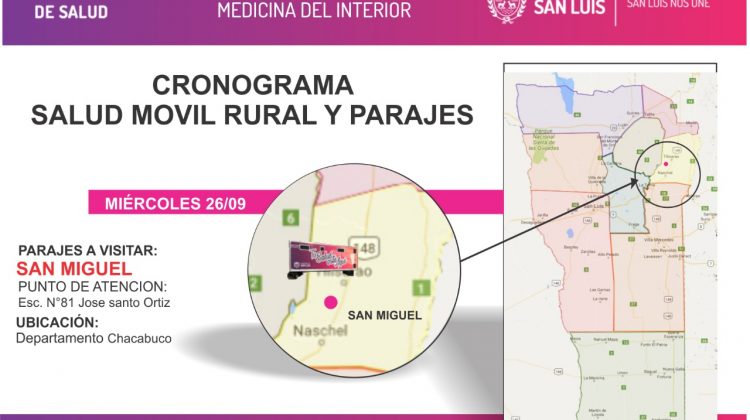 El móvil de Salud Rural llega a San Miguel este miércoles